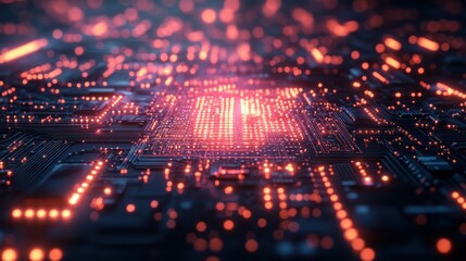 Poster - Glowing Circuit Board: A Digital Landscape of Innovation