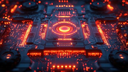 Poster - Cyberpunk Circuitry: Glowing Motherboard