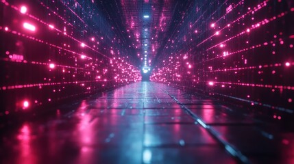 Poster - Neon Corridor: A Digital Dreamscape