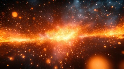 Poster - Cosmic Firestorm: A Celestial Blaze of Orange and Gold