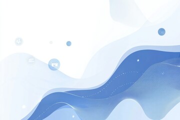 Aufkleber - Modern digital background showcasing transaction icons and flowing waves in blue and white tones for financial and technological themes