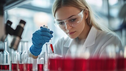 Poster - female scientist conducting experiments in laboratory setting