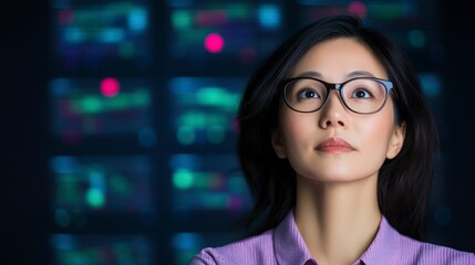 Poster - Professional Woman Analyzing Data Metrics for Project Management and Task Completion Success