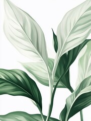 Aufkleber - Elegant botanical pattern showcasing scattered leaves in soft green hues for a minimalist design aesthetic