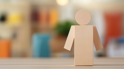 Poster - Wooden Figure Representing Customer Experience in Modern Retail Environment