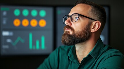 Poster - Business Manager Analyzing Data with Advanced AI Tools for Logistics Optimization