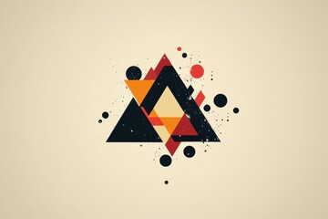 Poster - Dynamic and modern geometric logo design featuring triangles and circles in a stylish color palette for creative branding purposes