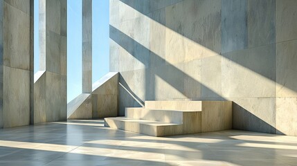 Poster - High-end minimalist backdrop with polygonal elegance, modern depth, and neutral textures.