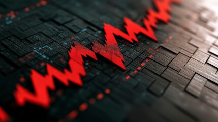 Poster - Modern Financial Interface with Declining Trend Visualization and Futuristic Digital Elements