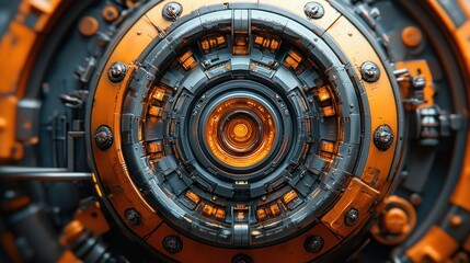 Poster - Futuristic Orange and Gray Tech Engine