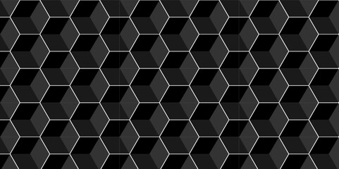 Poster - minimal cubes geometric tile and mosaic wall grid retro digital hexagon technology wallpaper backgro