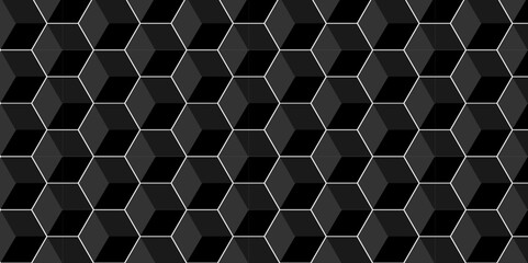Poster - minimal cubes geometric tile and mosaic wall grid retro digital hexagon technology wallpaper backgro