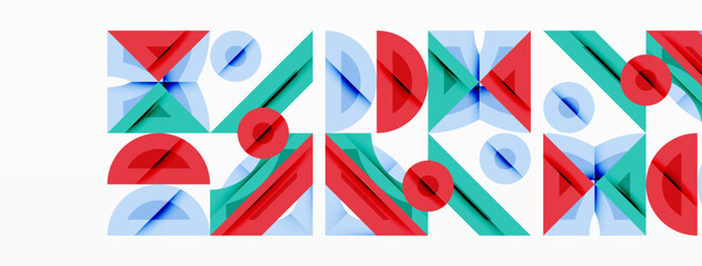 Wall Mural - Abstract geometric background shapes forming a modern, symmetrical pattern. Bold contrast, smooth gradients, dynamic composition, futuristic style