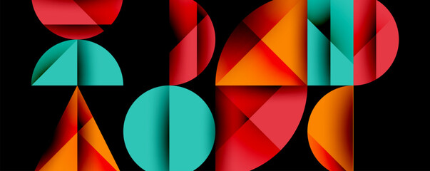 Wall Mural - Minimal geometric abstract background. Circle square and triangle design