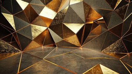 Poster - High-end minimalist backdrop with polygonal elegance, modern depth, and neutral textures.