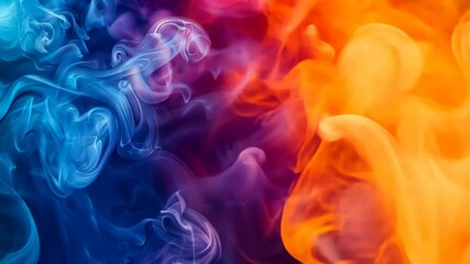 Poster - bright swirls of orange, pink, and blue smoke intertwine, creating an artistic and dynamic display o