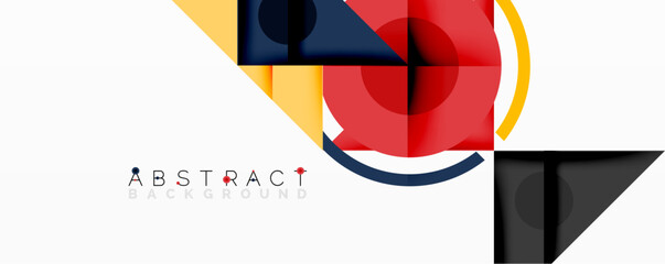 Leinwandbilder - Abstract geometric composition with intersecting triangles, circles, and gradients, creating a dynamic layered pattern with depth and contrast