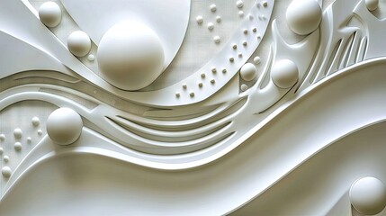 Aufkleber - Minimalist white wave design with subtle dot links and smooth curved abstract elements for modern aesthetics.