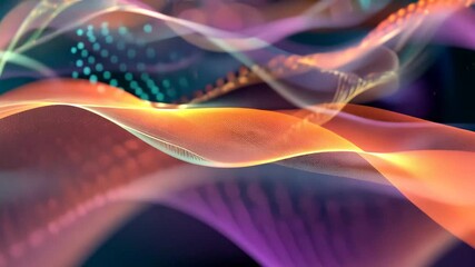 Poster - Vibrant waves of color intertwine in a digital landscape, creating a mesmerizing display of lights and patterns against a dark background.