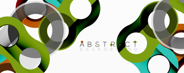 Aufkleber - Abstract geometric pattern with interlocking circular and tubular shapes featuring smooth gradients, sharp contrasts, and dynamic layering