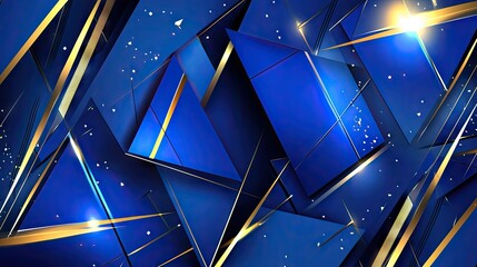 Aufkleber - Sleek and futuristic blue gradient background with sharp triangular layers, glossy reflections, and stripe elements.