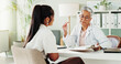 © peopleimages.com - Appointment, documents or healthcare with doctor and patient in office of hospital for consulting. Clipboard, feedback or medical with mature medicine professional and woman in clinic for treatment
