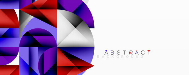 Leinwandbilder - Modern abstract composition with layered circles and angular segments featuring gradients, transparency effects, and a structured geometric layout