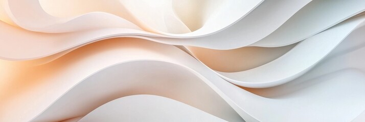 Aufkleber - Soft flowing white curves on pastel gradient create an elegant and modern abstract minimalist background for contemporary design projects