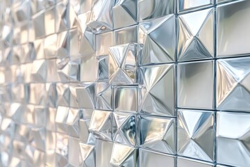Poster - a seamless pattern showcases realistic glass mosaic tiles with reflective surfaces, enhancing contem