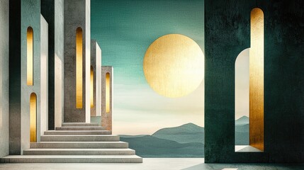 Aufkleber - Soft and minimal abstract design with smooth geometric layering, neutral hues, and a contemporary feel.