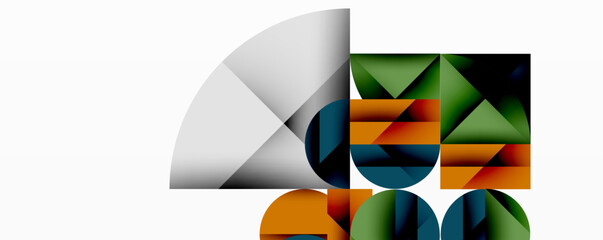 Aufkleber - Abstract geometric design with intersecting circles, triangles, squares and sharp angles creating a layered composition with gradients, depth, and contrast