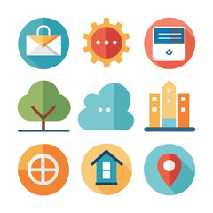 Flat vector business icons set for web and mobile app interface design