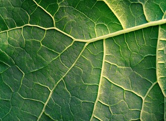 Close-up of a green grape leaf with visible veins, a macro photograph. Natural background texture. Stock photo. Close-up of green grape leaves with veins, macro photography. Macro close-up of the vibr