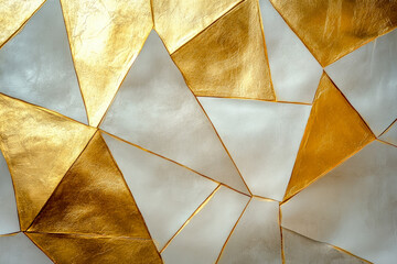 Poster - A stylish composition of gold and white geometric shapes that blend contemporary design with elegance.