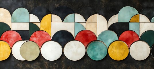 Poster - Colorful geometric patterns form a decorative and interesting wall design