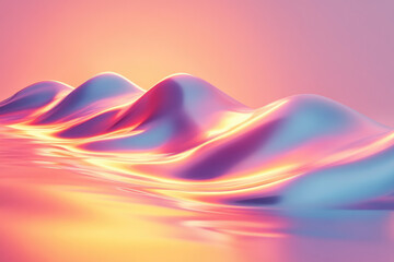 Poster - A serene landscape featuring soft pastel waves with a gentle, reflective surface that evokes calm and peace.