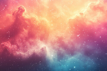 Poster - This breathtaking image showcases a cosmic nebula, vividly colored and filled with twinkling stars across space.