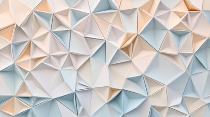 Poster - Dynamic arrangement of soft pastel triangles showcases elegant abstract pattern with smooth gradients and a clean aesthetic