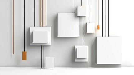 Poster - White 3D paper square art style background, featuring subtle shadows and modern abstract design.
