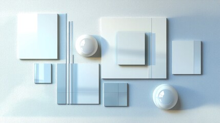Poster - White 3D paper square art style background, featuring subtle shadows and modern abstract design.