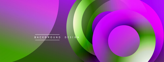 Leinwandbilder - Layered circular shapes in vivid colors form a gradient-rich abstract design with smooth transitions, depth effects, and a modern, futuristic aesthetic