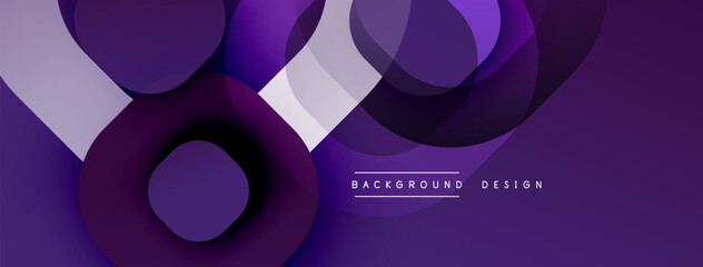 Aufkleber - Circular abstract design with overlapping translucent circles and round shapes, blending gradients and smooth curves, creating depth, contrast, and a dynamic visual effect