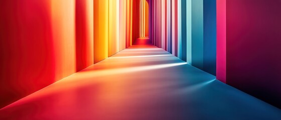 Poster - Vibrant chromatic corridor of light and shadow, leading to the unseen