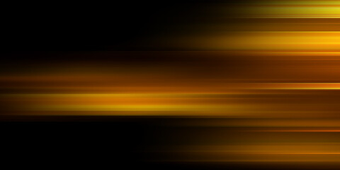 Fototapete - Abstract blurred background with colorful stripes of light on dark orange and black, horizontal lines with gradient effect, glowing and flowing in motion
