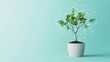 © MAY - Grow Concept of growth represented by a digital tree forming from interconnected eco icons.