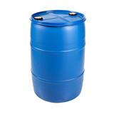 A single blue plastic drum or barrel isolated on a gray background isolated on white or transparent background Generative AI