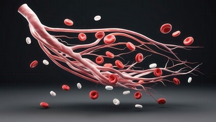 Poster - Blood flow dynamics human body 3d visualization scientific environment abstract viewpoint health concept