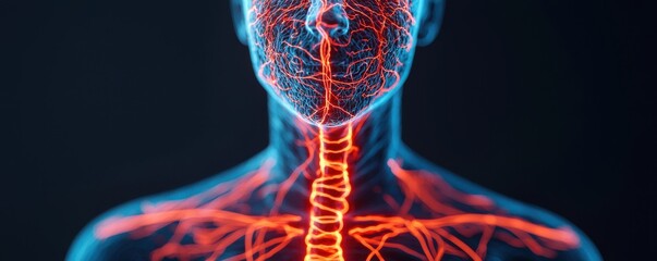 Poster - Human anatomy visualization nervous system structure digital art dark environment scientific concept