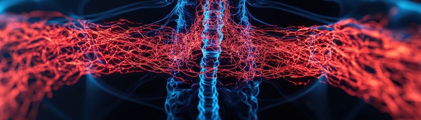 Poster - Dynamic flow of energy through neural networks digital art abstract visualization dark background futuristic concept