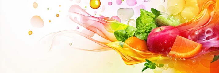 Aufkleber - Dynamic abstract background with vibrant grocery flow and smooth color gradients for fresh food themes Generative AI